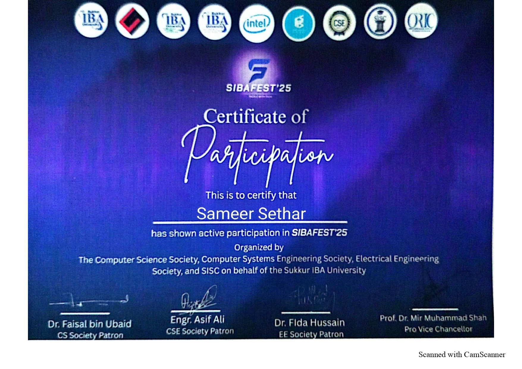 SIBAFest Certificate